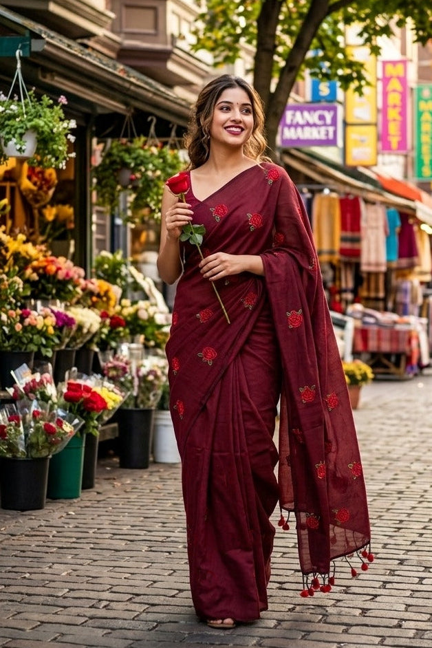 গোলাপ ফুল তোমার জন্য(Khadi Cotton Saree)