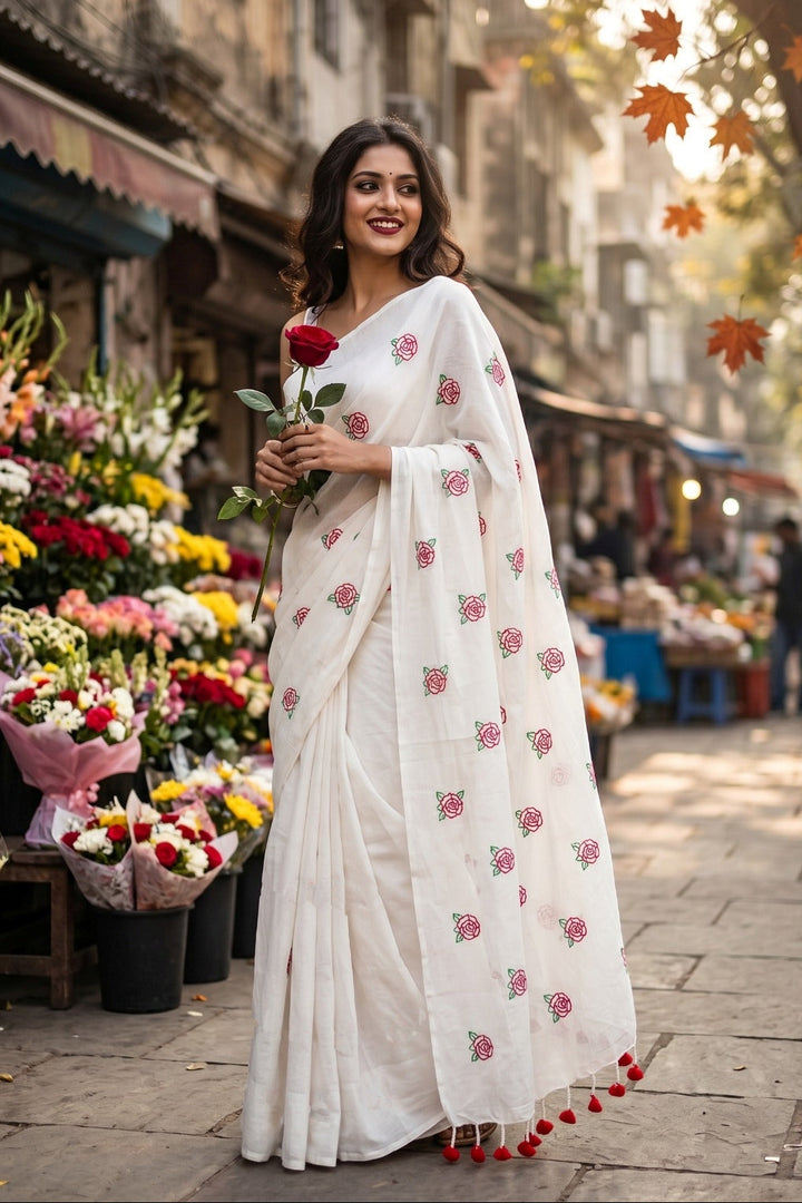 গোলাপ ফুল তোমার জন্য(Khadi Cotton Saree)