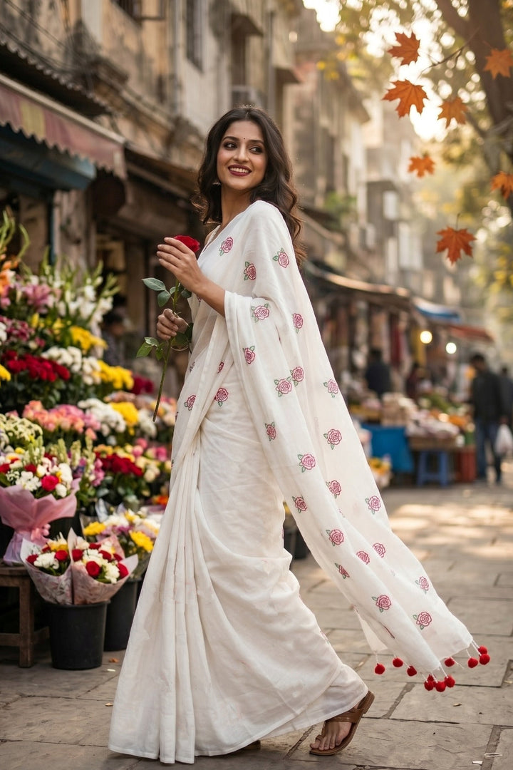 গোলাপ ফুল তোমার জন্য(Khadi Cotton Saree)