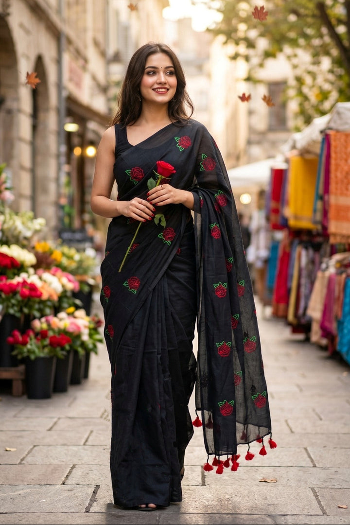 গোলাপ ফুল তোমার জন্য(Khadi Cotton Saree)