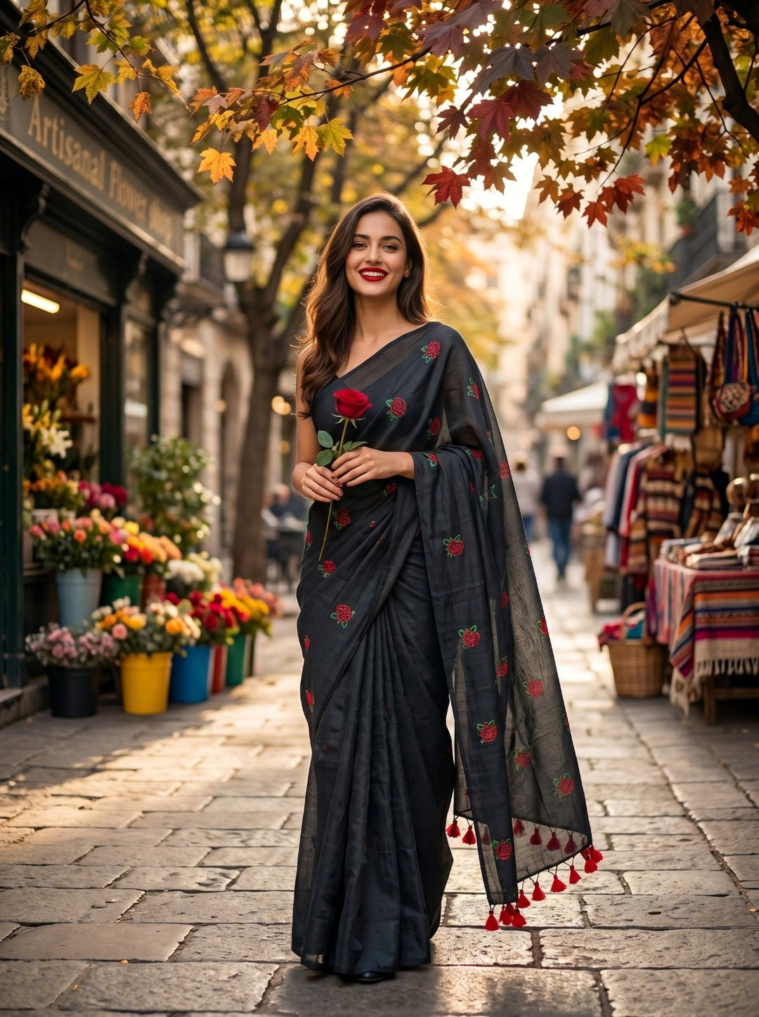 গোলাপ ফুল তোমার জন্য(Khadi Cotton Saree)