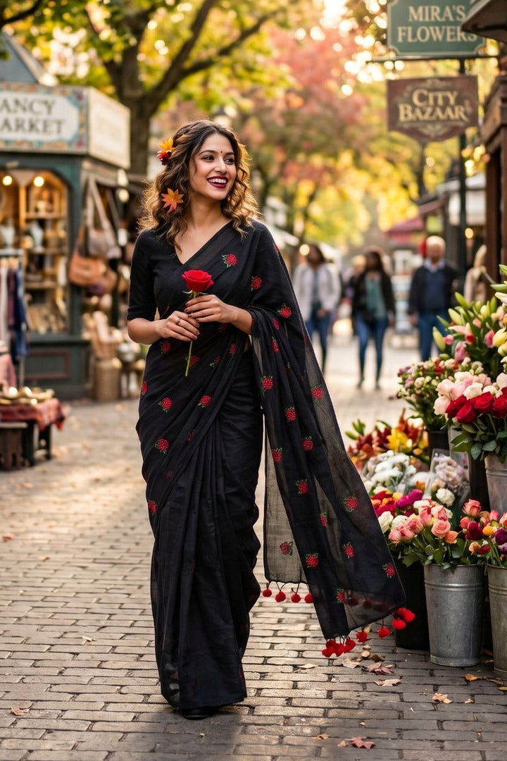 গোলাপ ফুল তোমার জন্য(Khadi Cotton Saree)