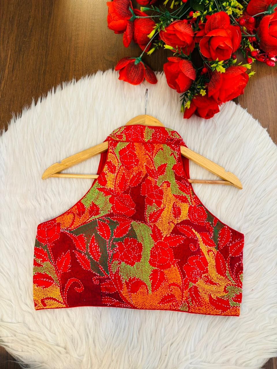 Rustic Rose Kantha Stitch Blouse