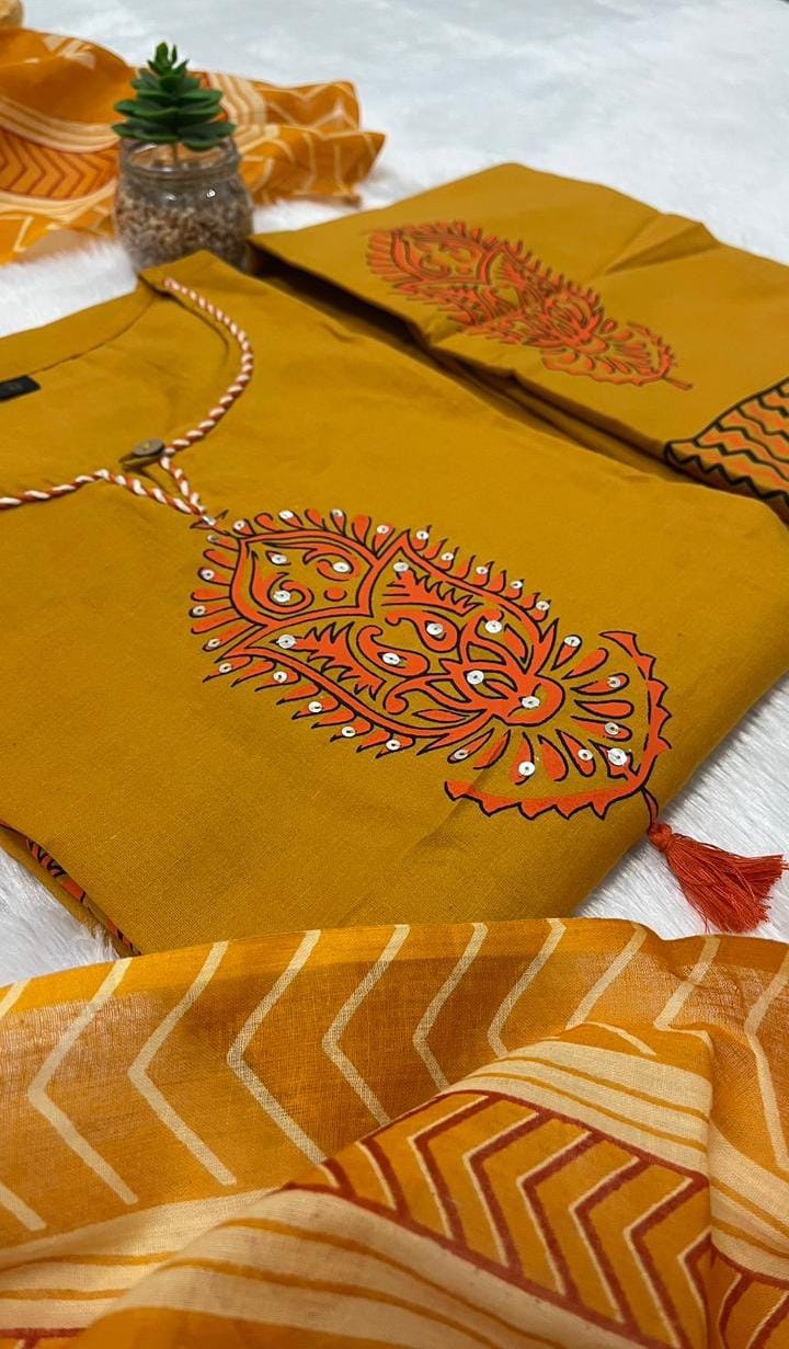 Glow Season Drop Cotton Kurti Set