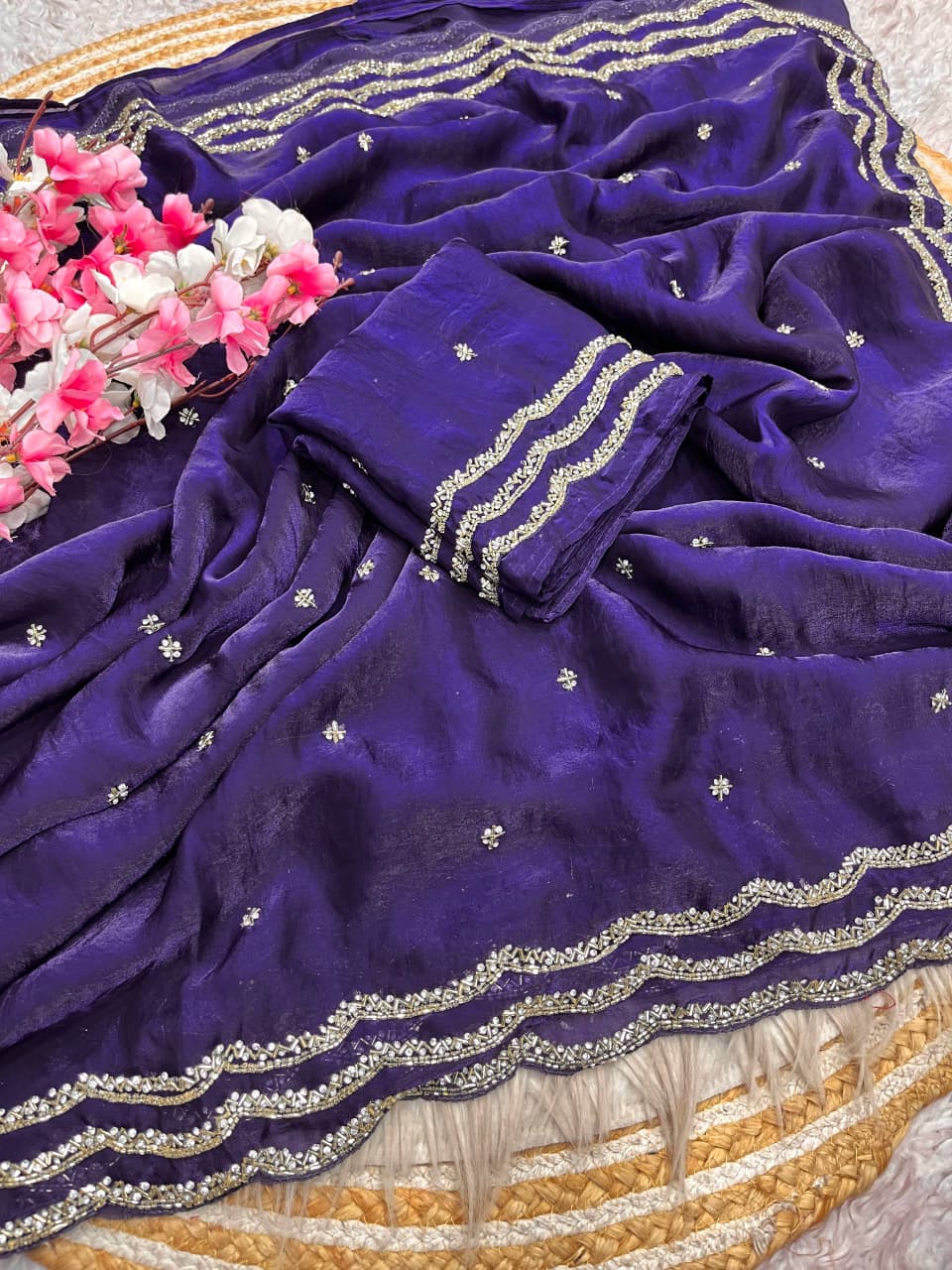 Ethnic Spiral Fancy Silk Saree