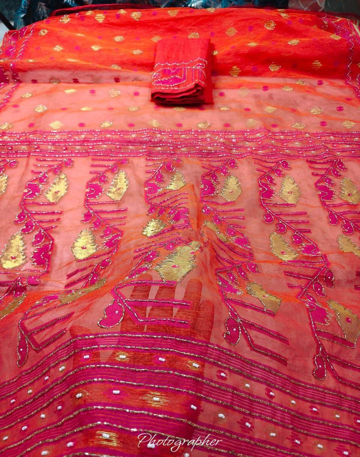 Swarnalekha Dhakai Jamdani Saree