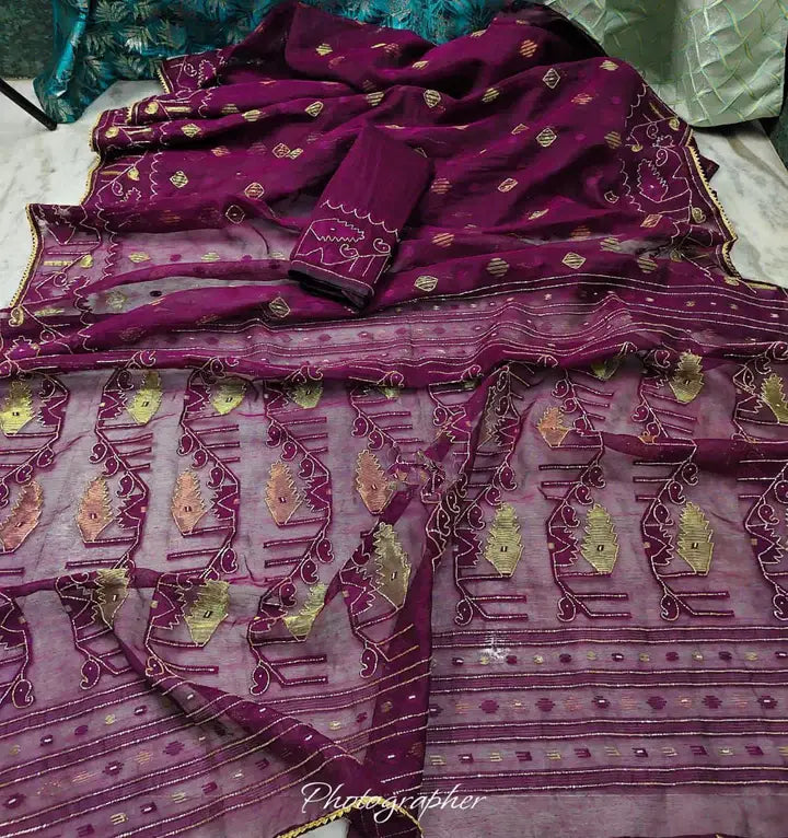 Swarnalekha Dhakai Jamdani Saree