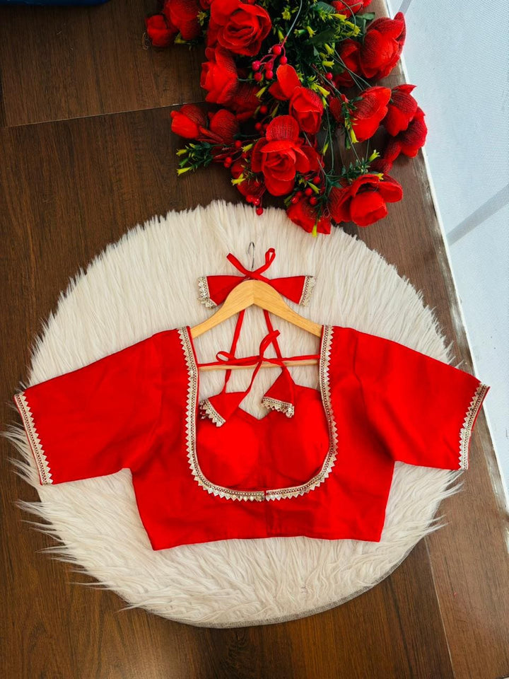 Aria Red Masaba Style Silk Blouse
