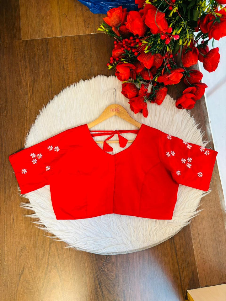 Shiuli Flower Designer Blouse(Red)