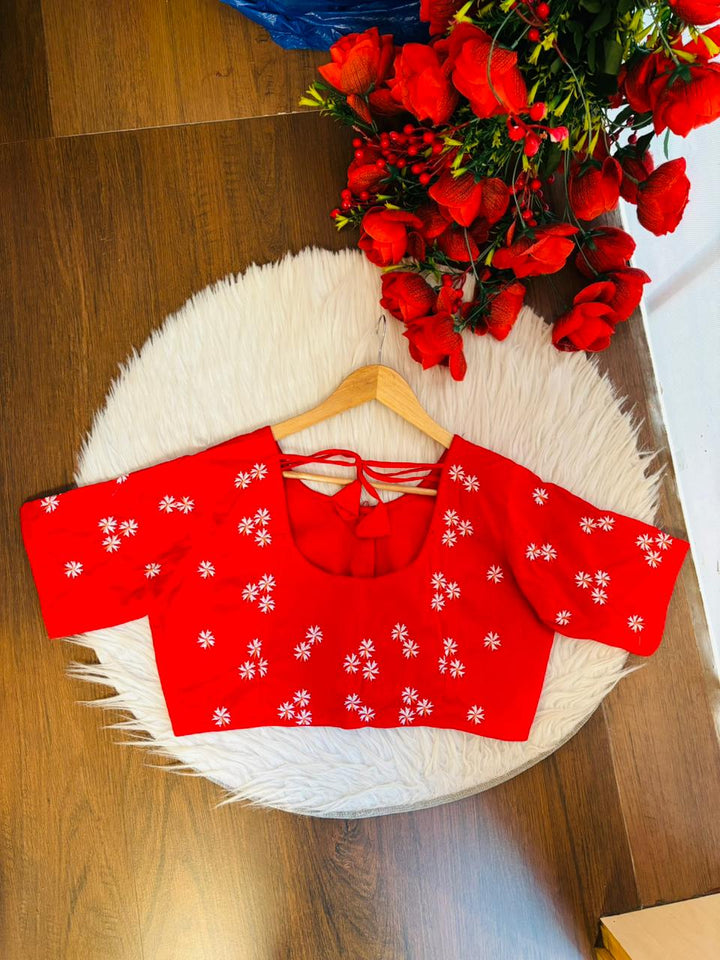 Shiuli Flower Designer Blouse(Red)