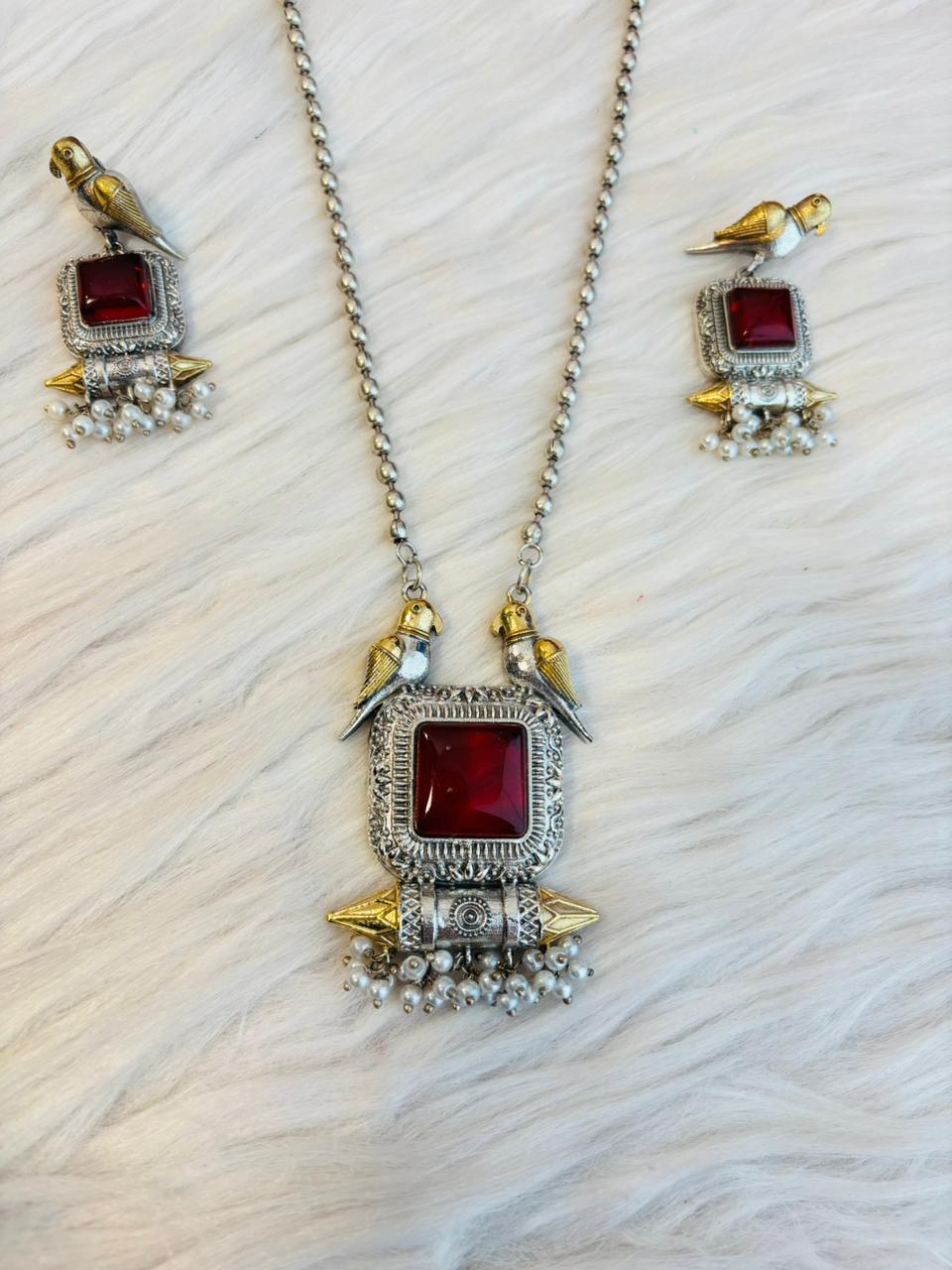 Mayurika Ruby Necklace Set