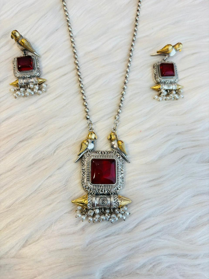 Mayurika Ruby Necklace Set