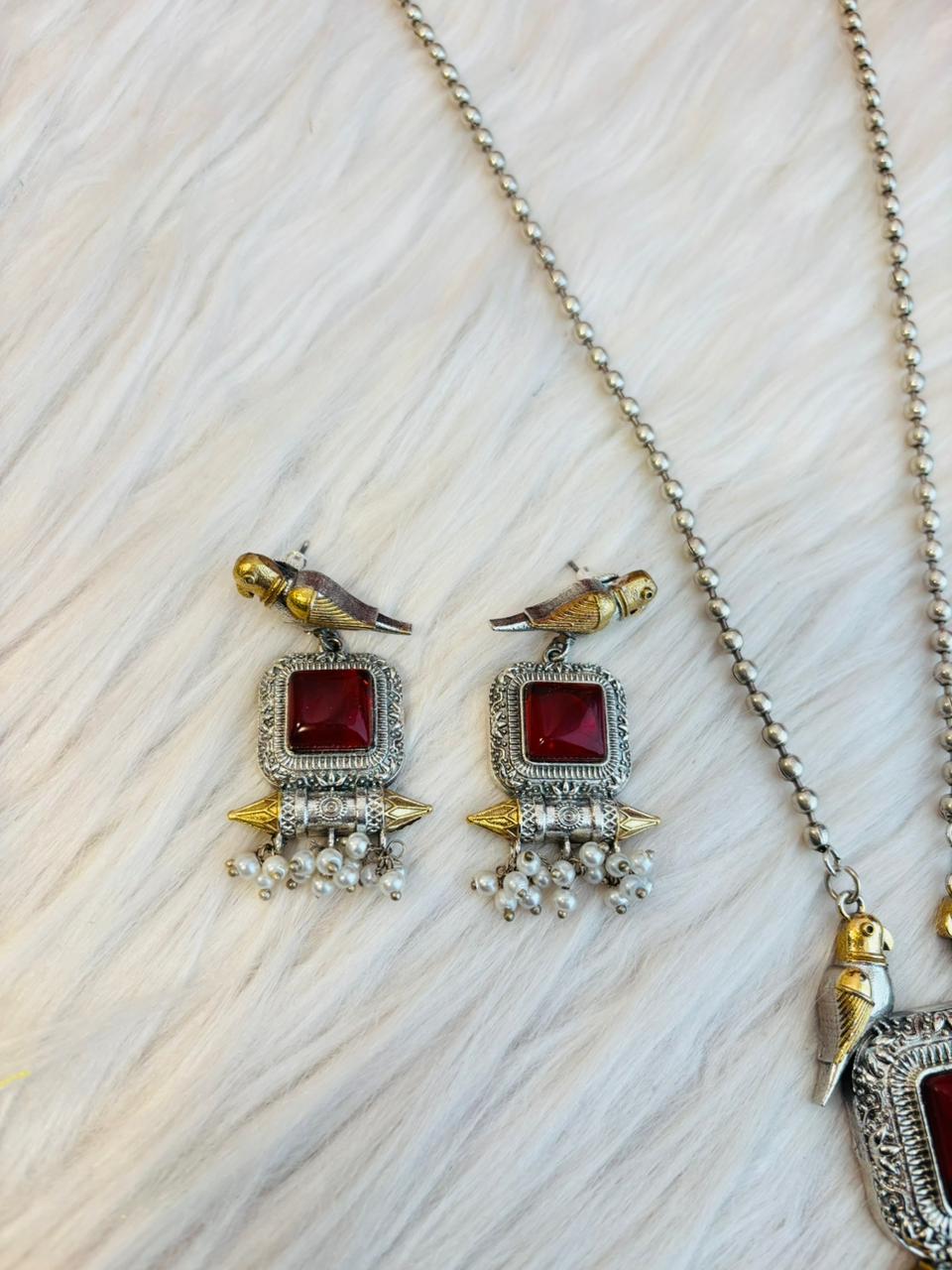 Mayurika Ruby Necklace Set