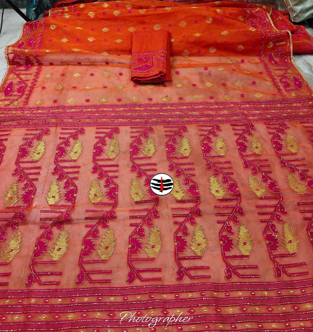 Swarnalekha Dhakai Jamdani Saree