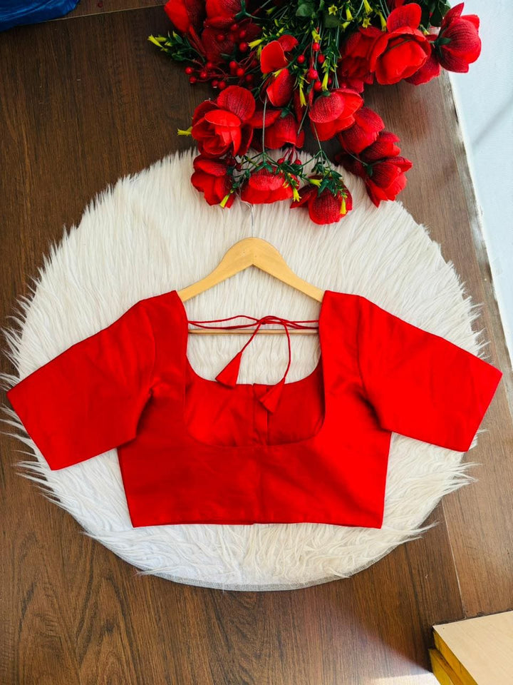Fiery Flora Solid Color Beautiful Designer Blouse