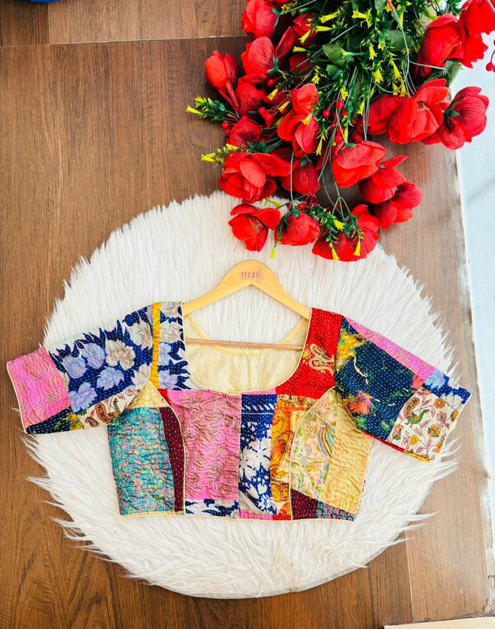 Folk Fusion Boul Kantha Stitch Blouse (Combo-2)