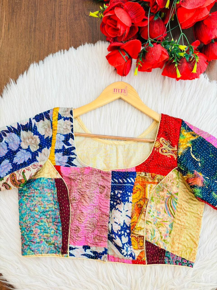 Folk Fusion Boul Kantha Stitch Blouse (Combo-2)