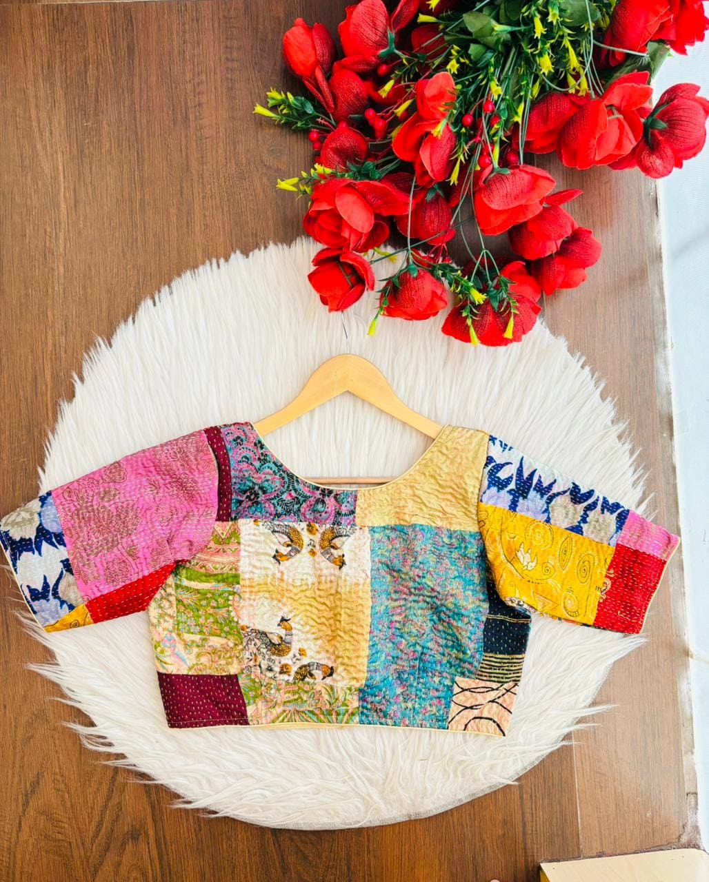 Folk Fusion Boul Kantha Stitch Blouse (Combo-2)