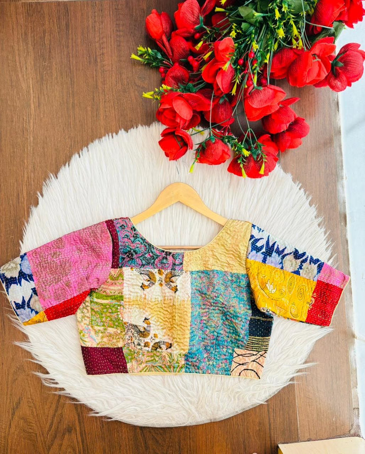 Folk Fusion Boul Kantha Stitch Blouse (Combo-2)