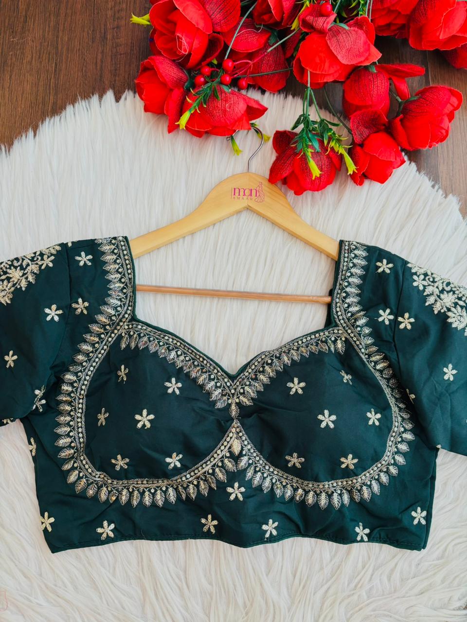 Green Serenity Fancy Silk Blouse