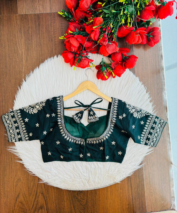 Green Serenity Fancy Silk Blouse