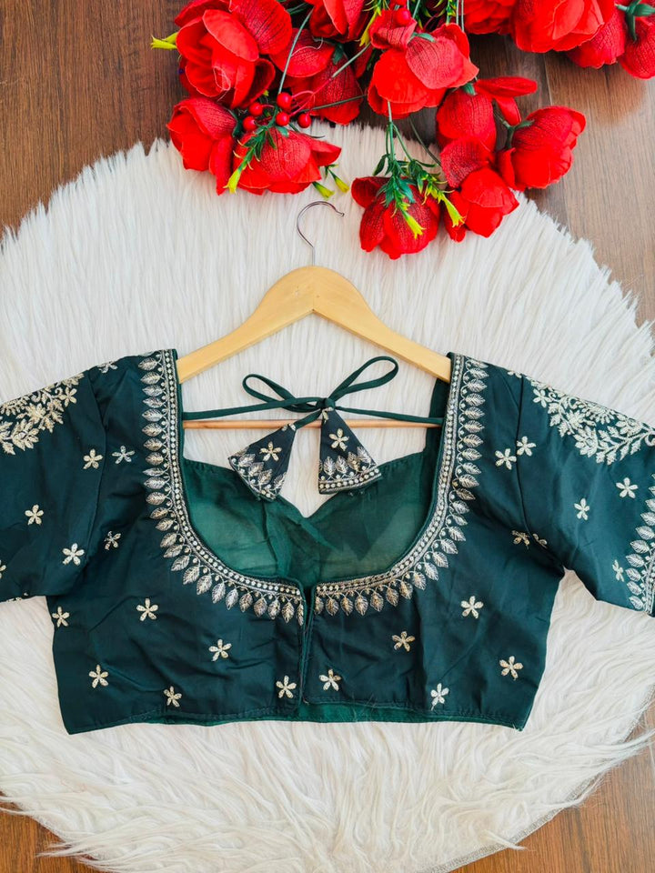 Green Serenity Fancy Silk Blouse