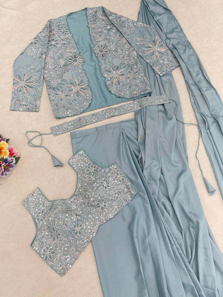 Castle Coralline Crepe Silk ready-to-wear Saree