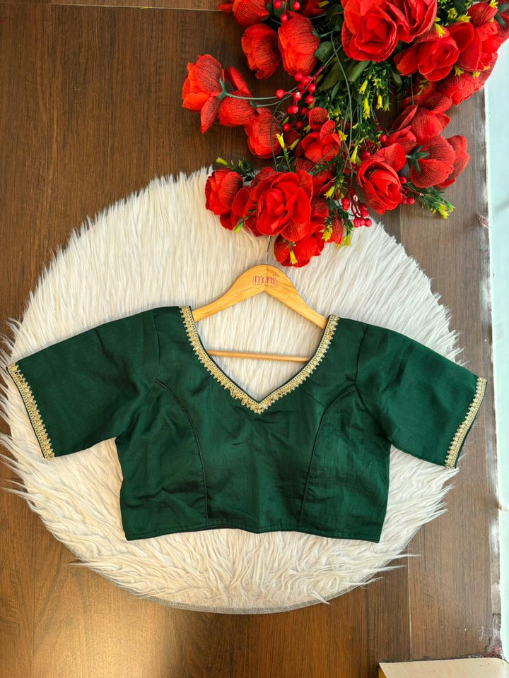 Green Aura V-Neck Slik Blouse
