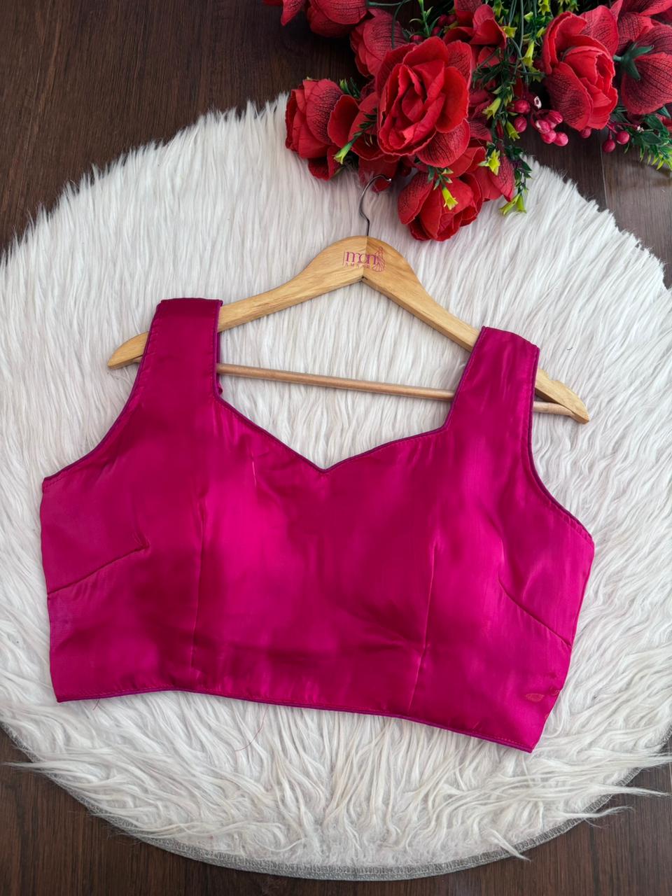 The Vibrant Pink Satin Designer Blouse
