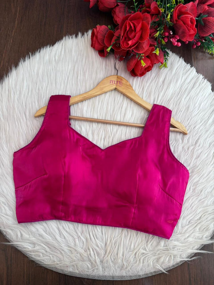 The Vibrant Pink Satin Designer Blouse