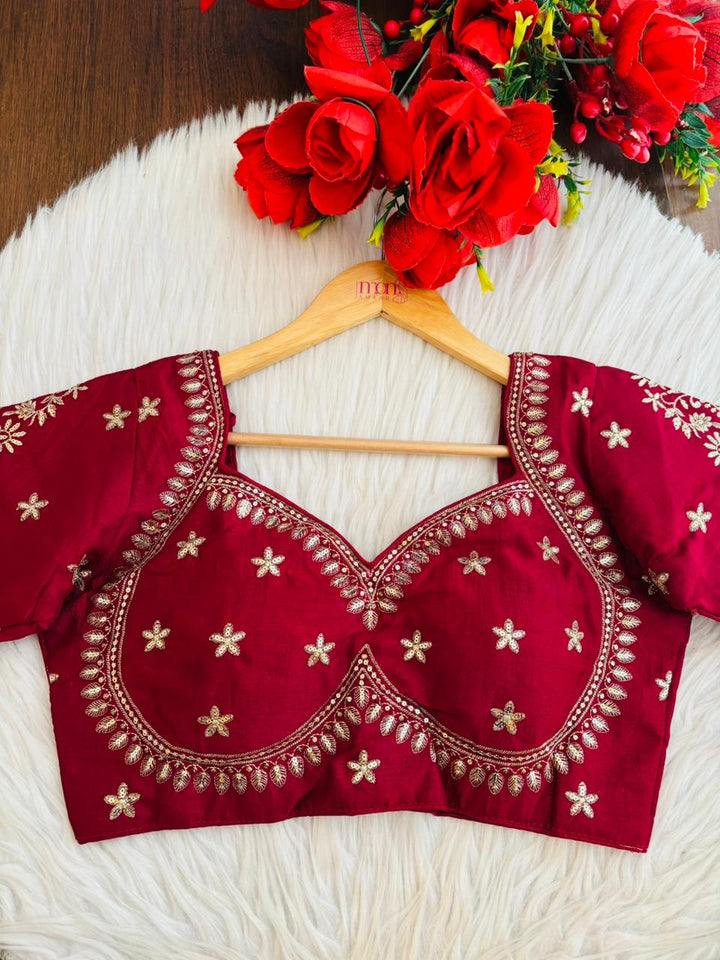 Maroon Serenity Fancy Silk Blouse