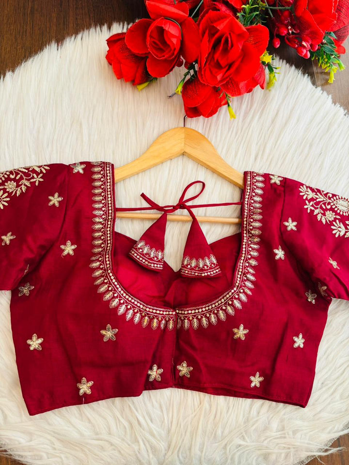 Maroon Serenity Fancy Silk Blouse