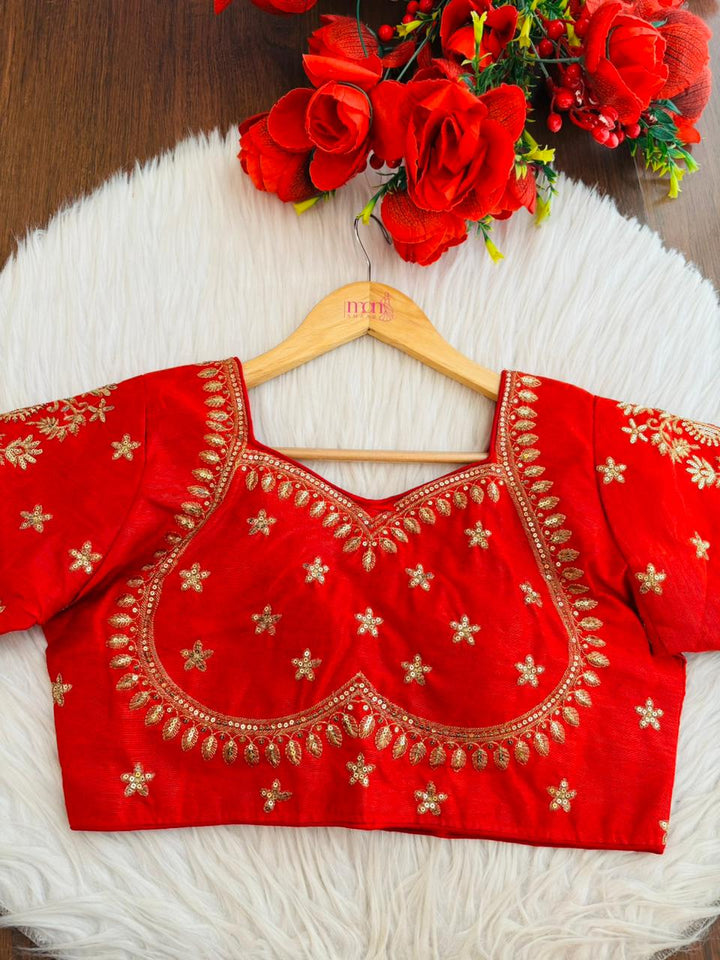 Red Serenity Fancy Silk Blouse