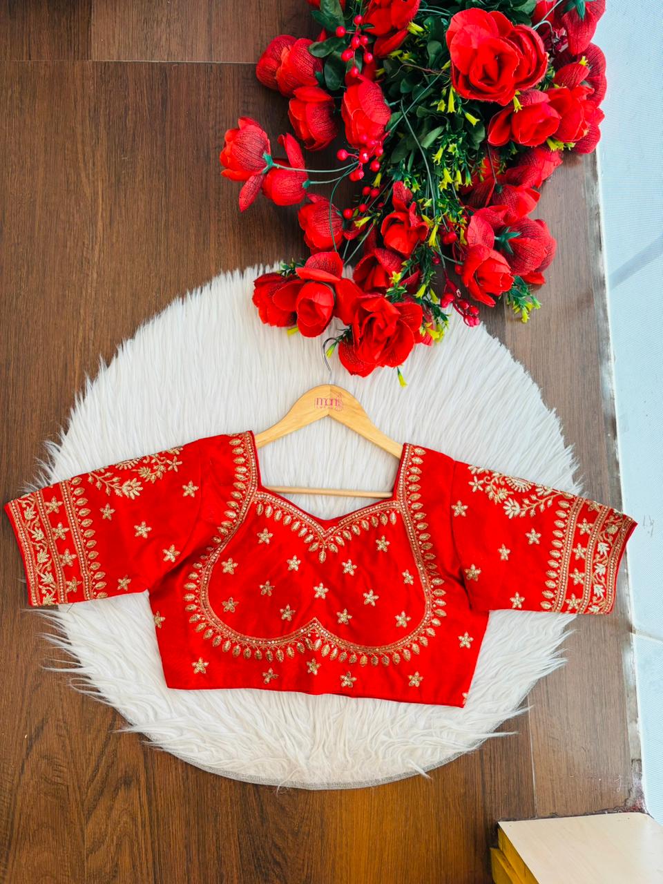 Red Serenity Fancy Silk Blouse