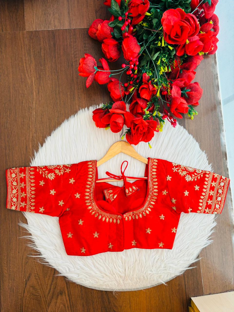 Red Serenity Fancy Silk Blouse