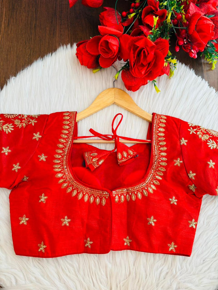 Red Serenity Fancy Silk Blouse