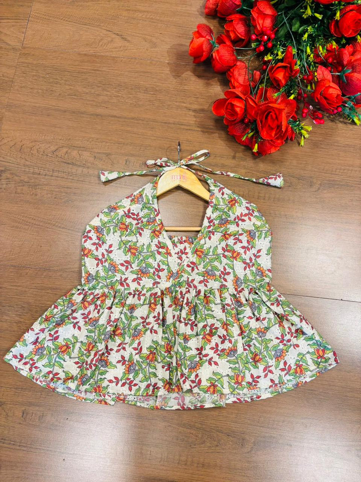 New Edition Halter Tie-Back Peplum Top