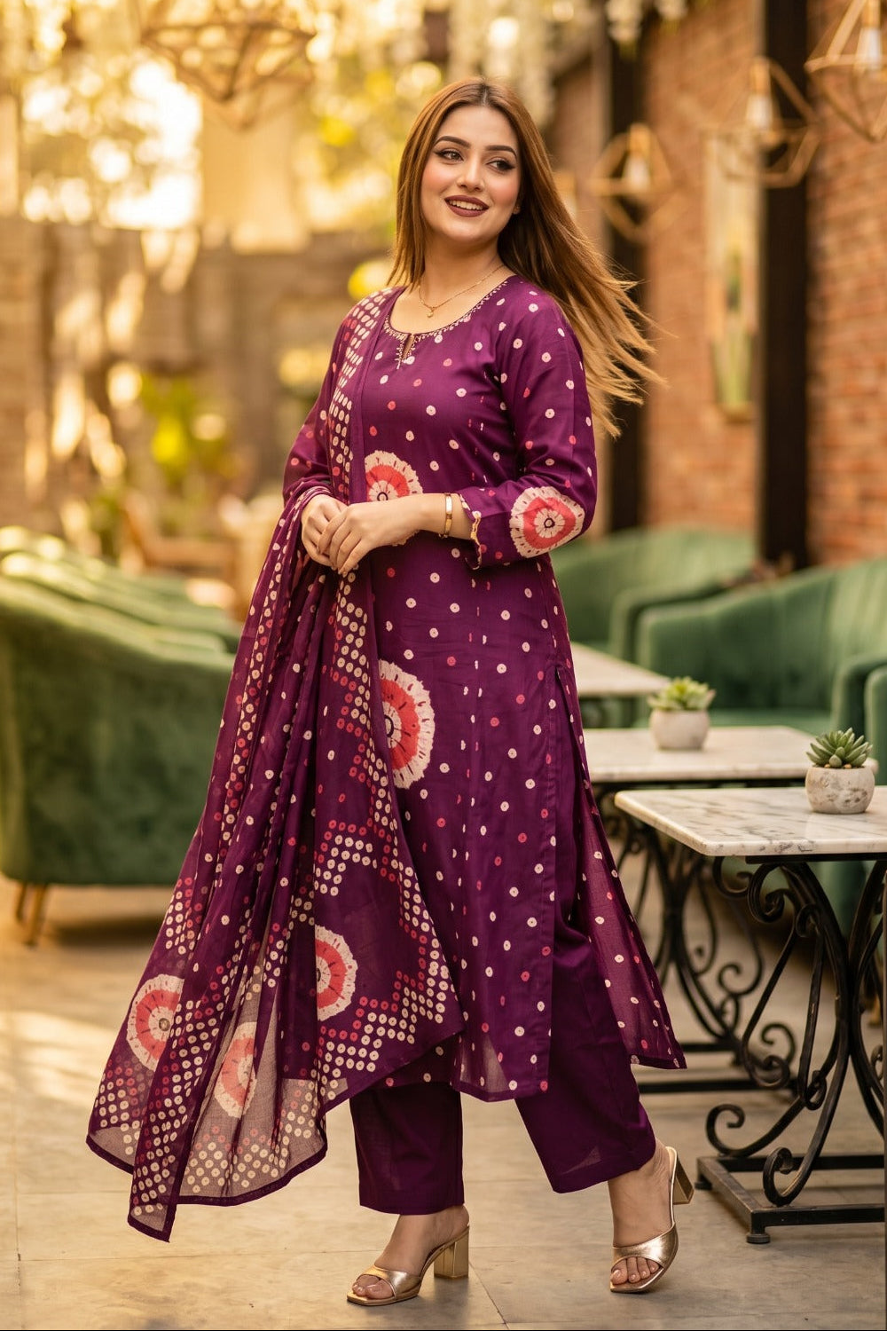 Fuschia Shine Cotton Kurti Set