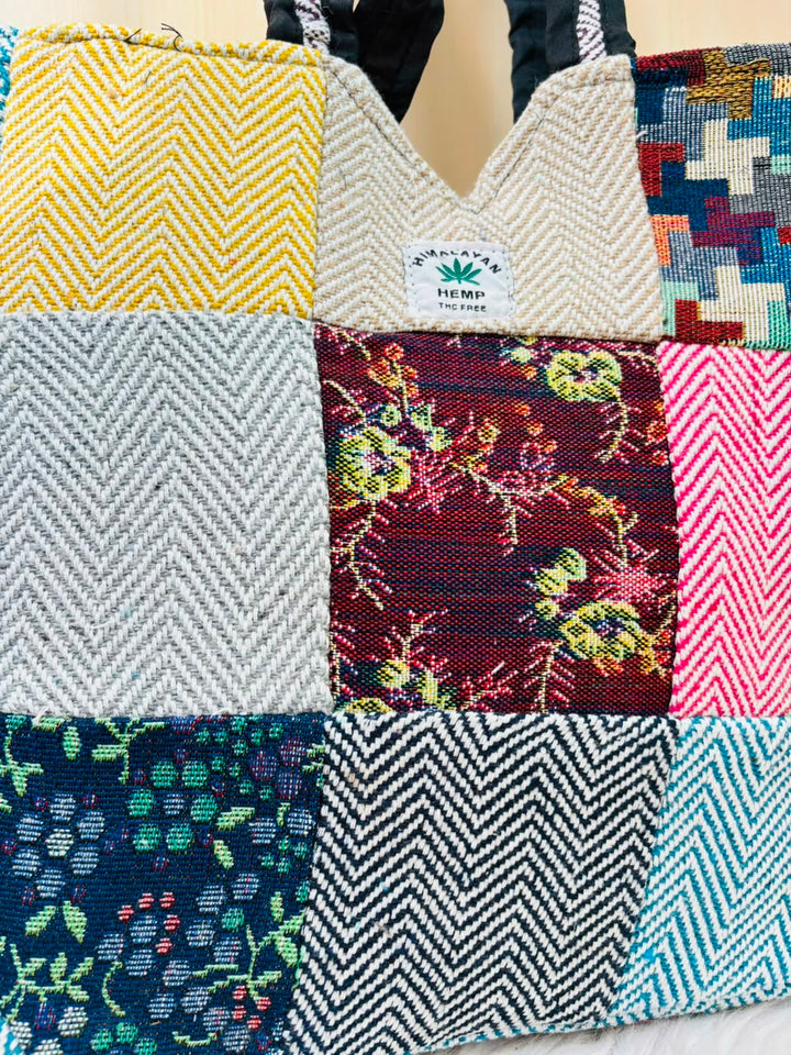 Woven Story-Patchwork Tote Bag