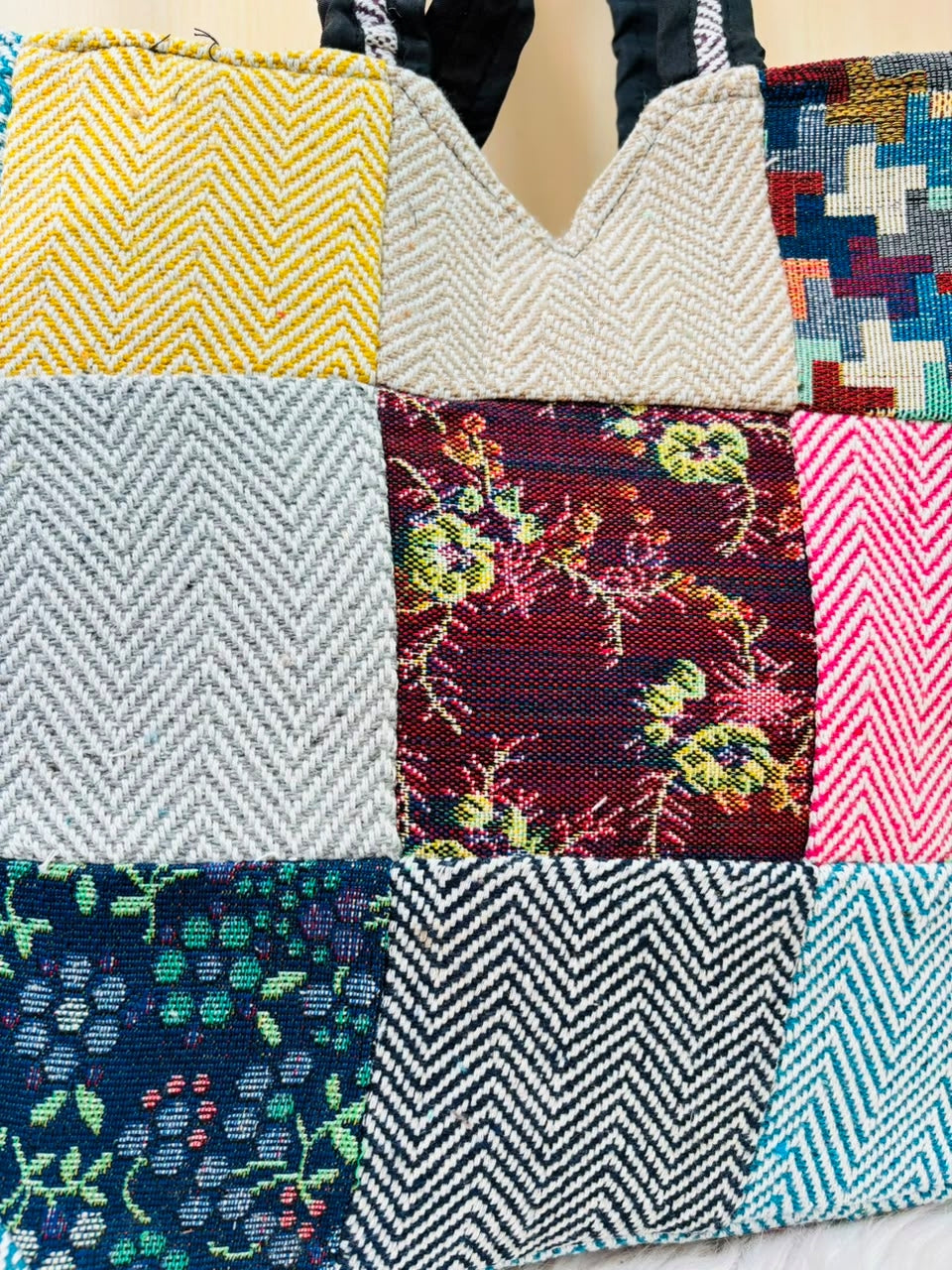 Woven Story-Patchwork Tote Bag