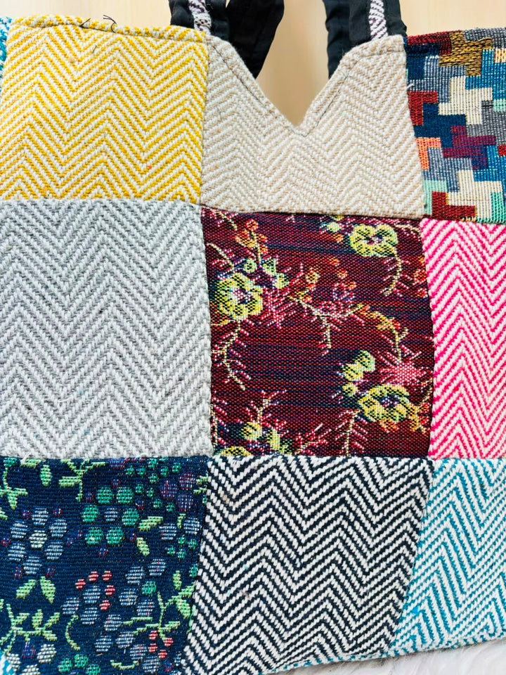 Woven Story-Patchwork Tote Bag