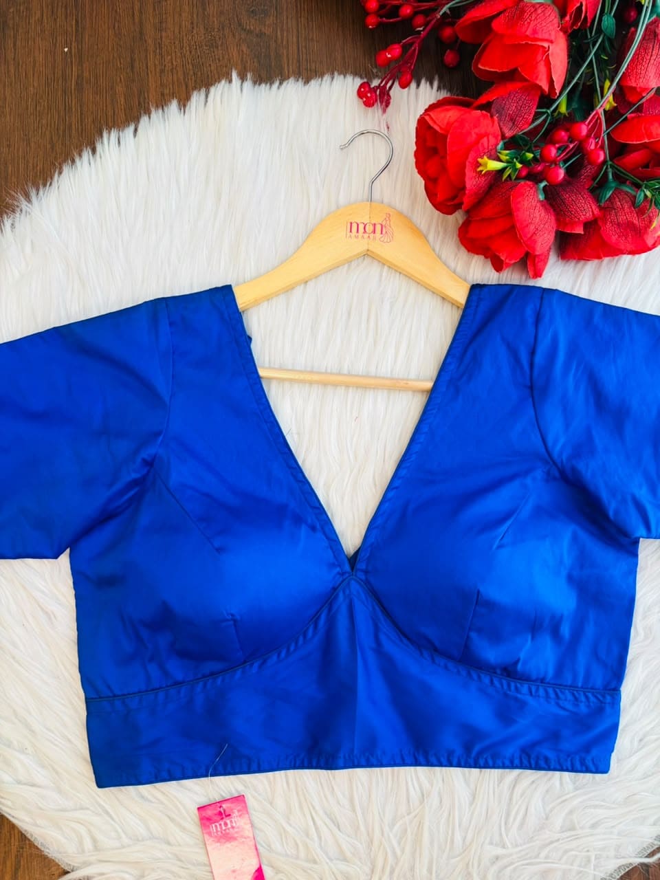 Touch of Glamour Fancy Designer Solid Color Blouse