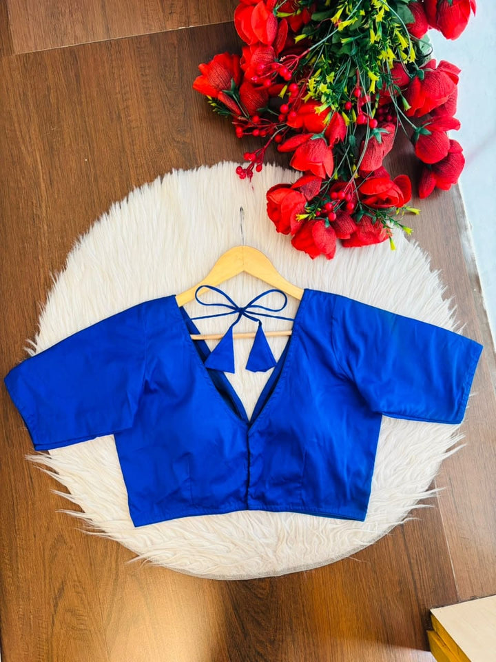 Touch of Glamour Fancy Designer Solid Color Blouse