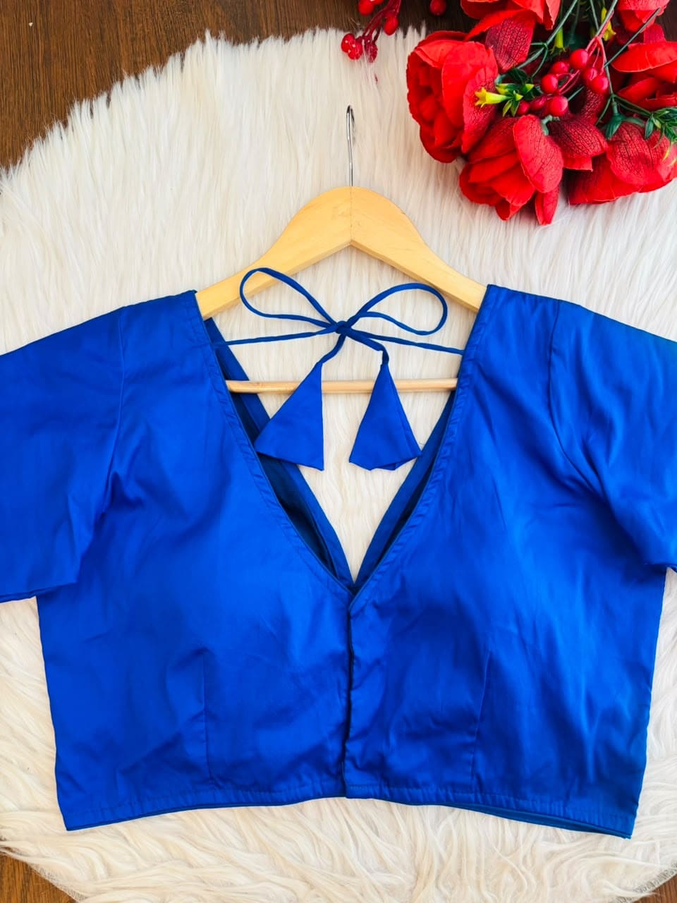 Touch of Glamour Fancy Designer Solid Color Blouse
