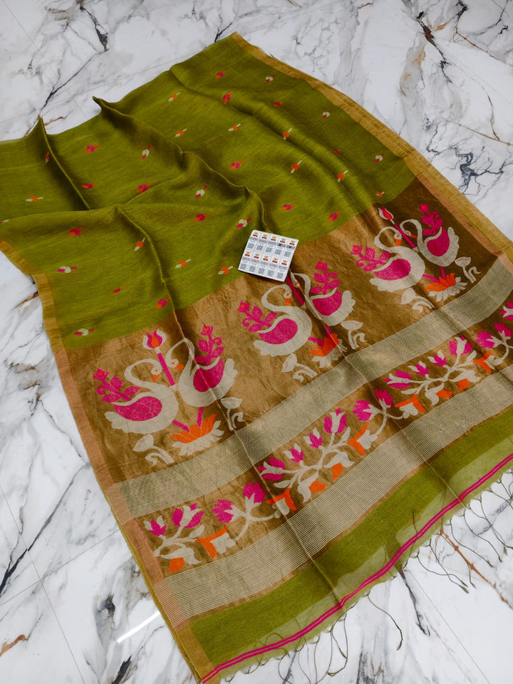 Aponjon Pure Linen Jamdani Saree