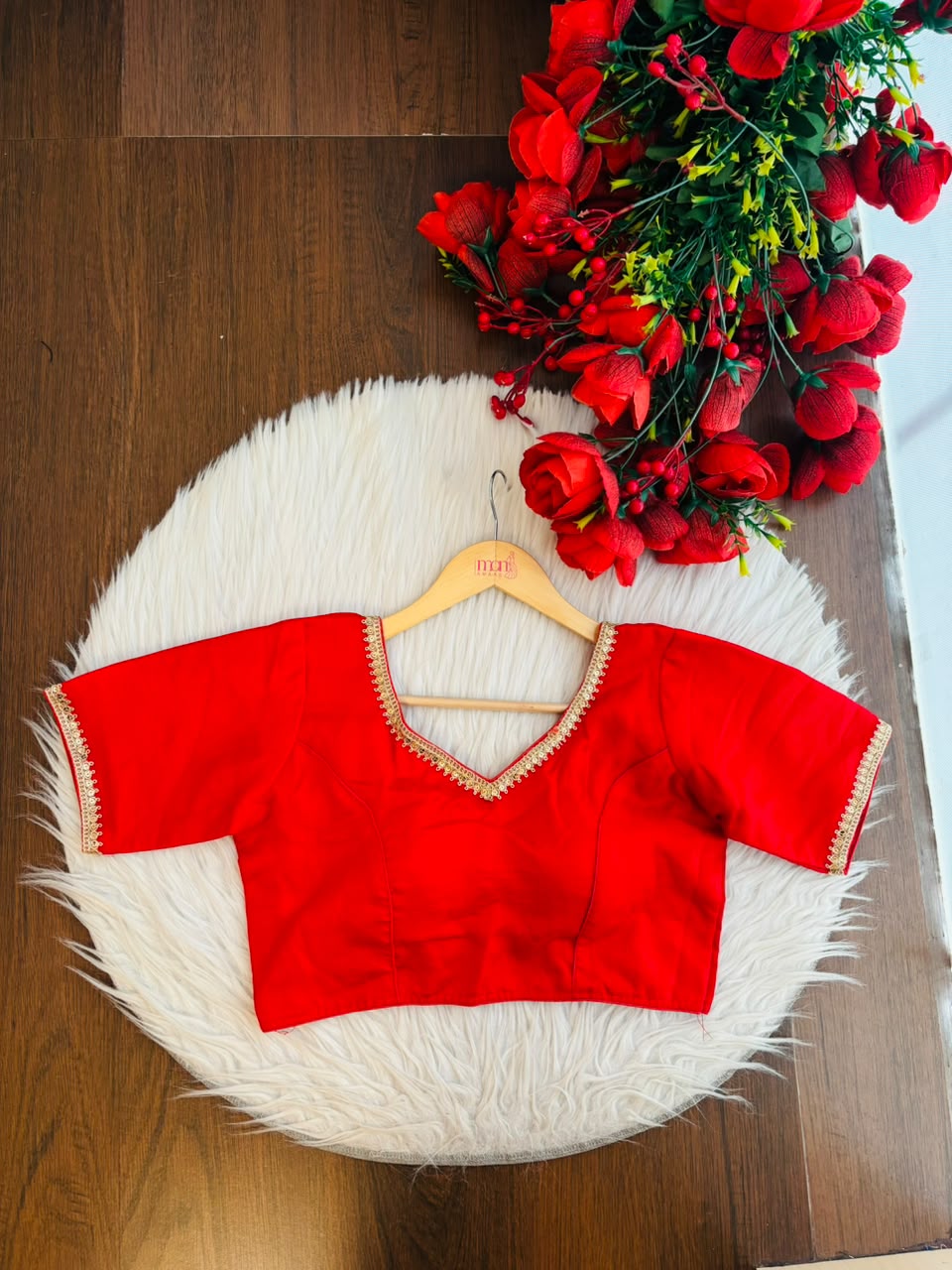 Classic Red Fancy Slik Blouse