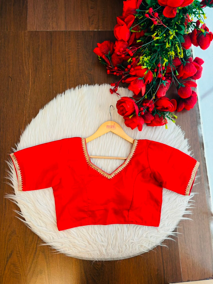 Classic Red Fancy Slik Blouse