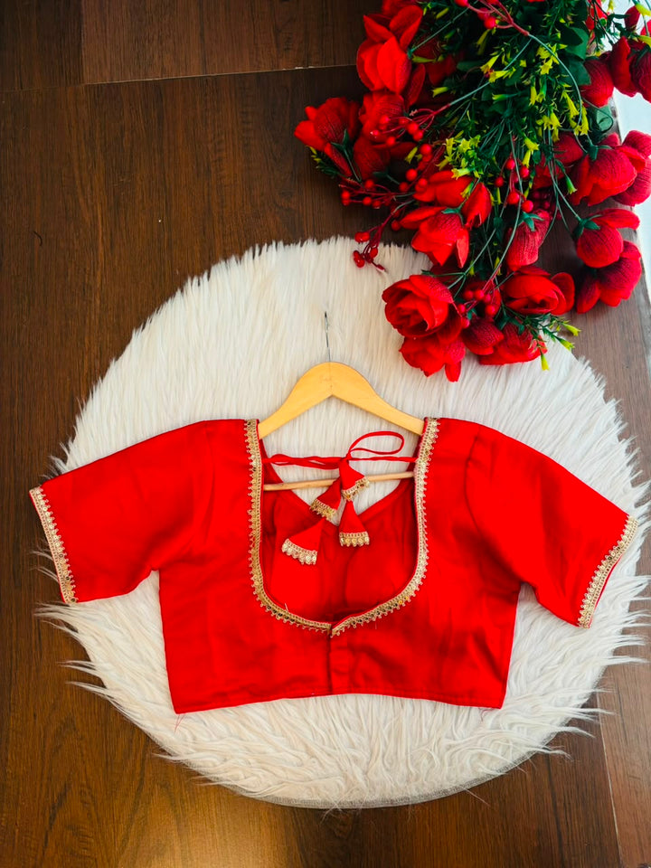 Classic Red Fancy Slik Blouse