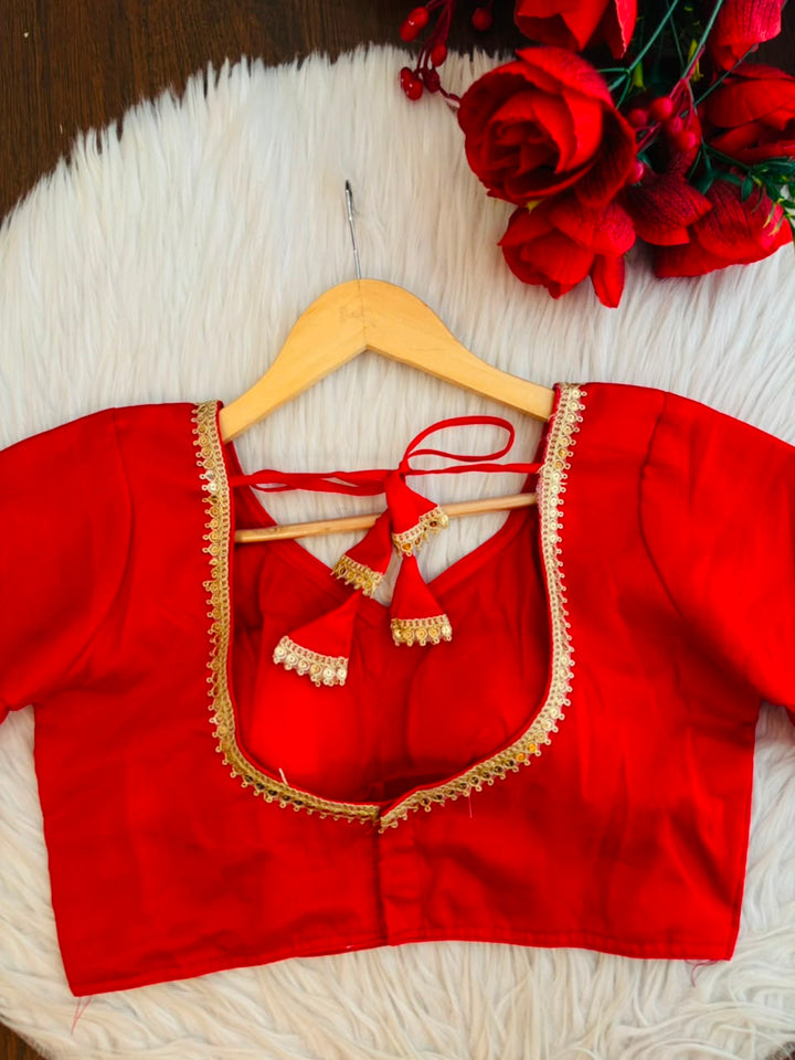 Classic Red Fancy Slik Blouse