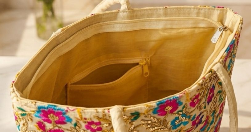 Elegance In Thoughts- Embroidered Tote Bag